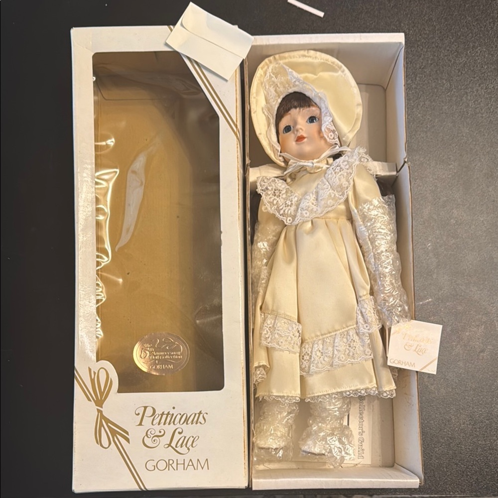 Gorham Porcelain Doll in Cream and White Lace “Natalie”